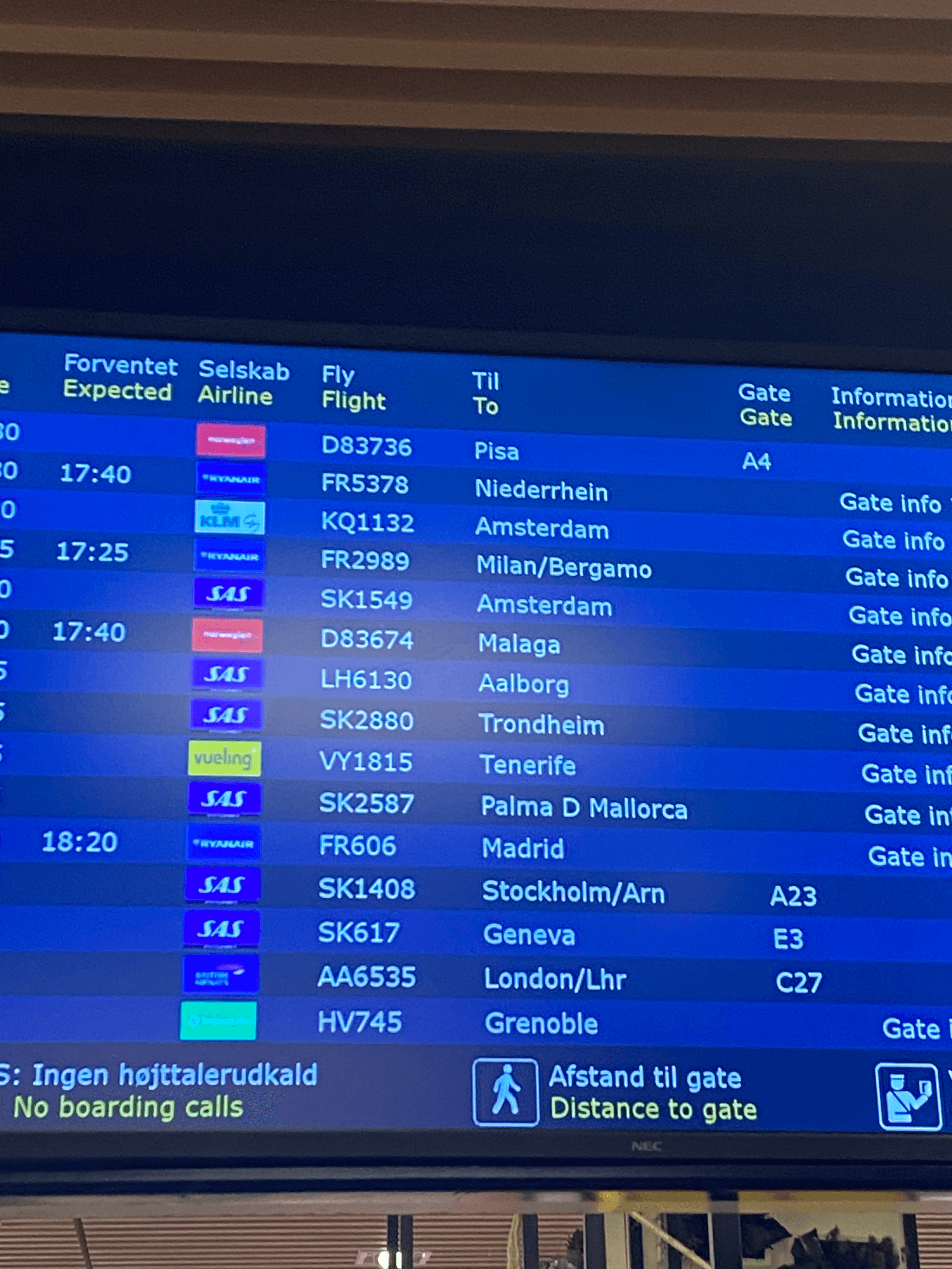 Google flights screen