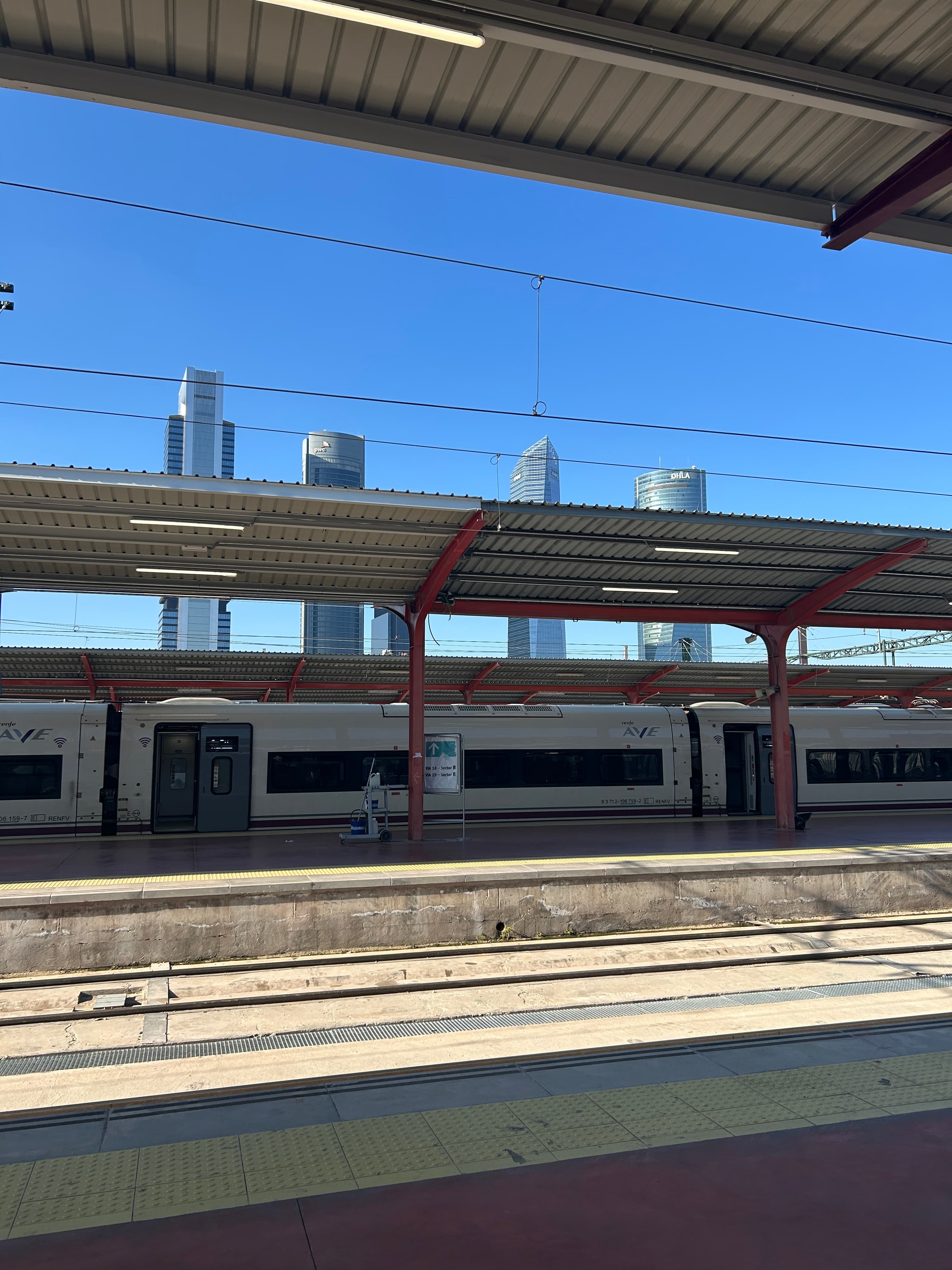 Train at a station in Madrid